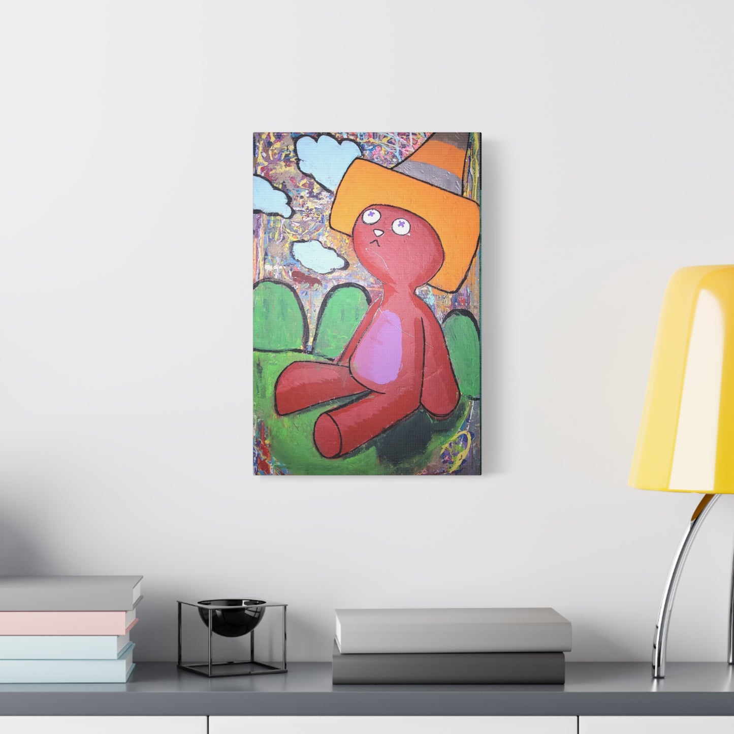 Traffic Kitty Canvas Print — Cute Cat with Traffic Cone Art
