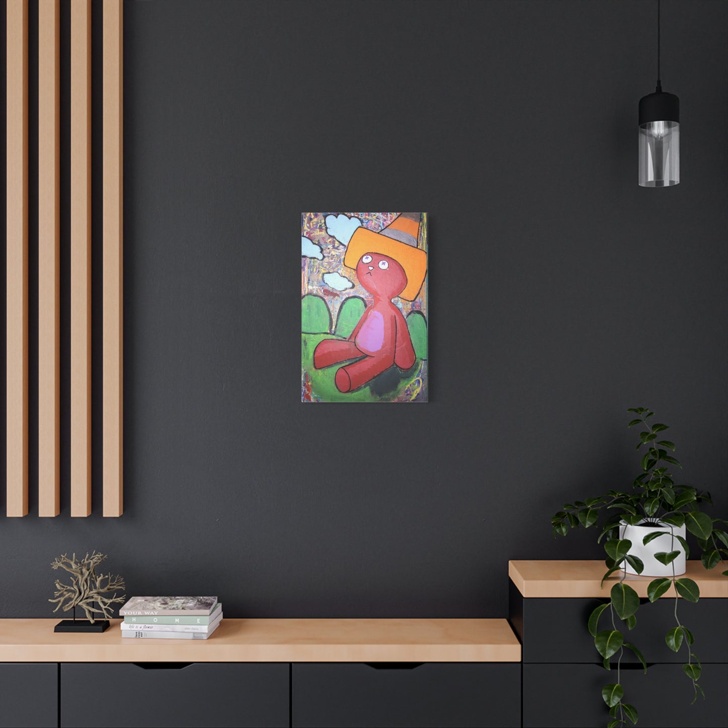 Traffic Kitty Canvas Print — Cute Cat with Traffic Cone Art