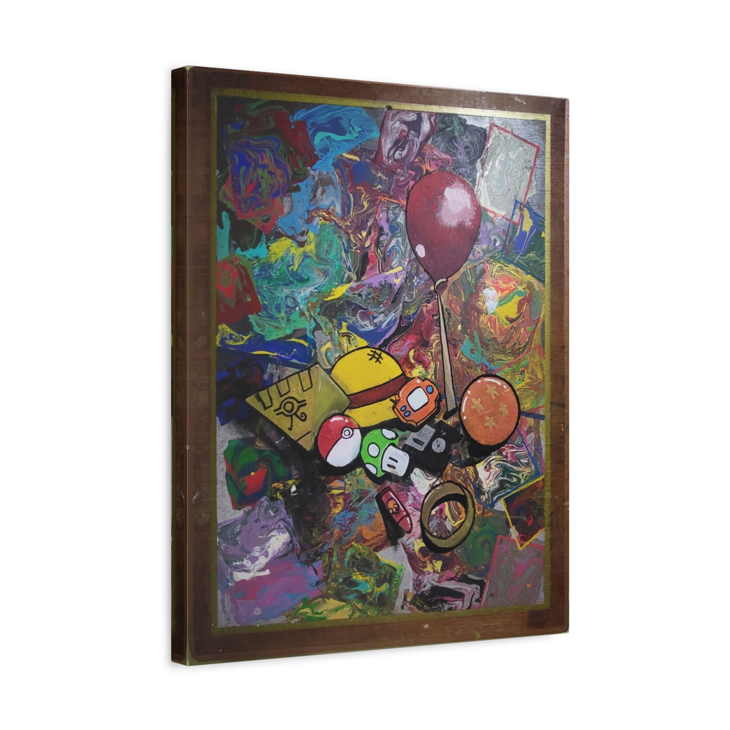 Crossover Souvenirs Matte Canvas — Nostalgic Pop Culture Collage Art