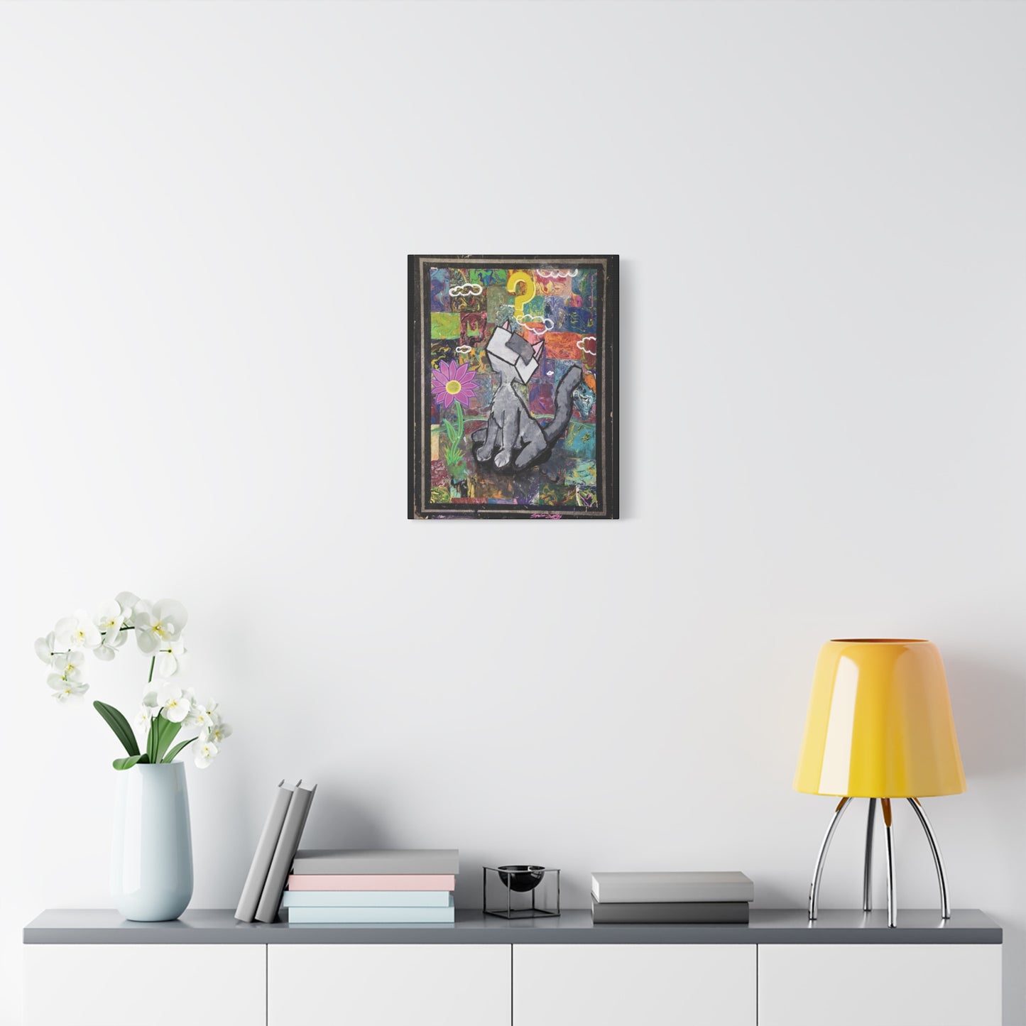 Canvas Print - Curious Cubed Cat Surreal Art Print