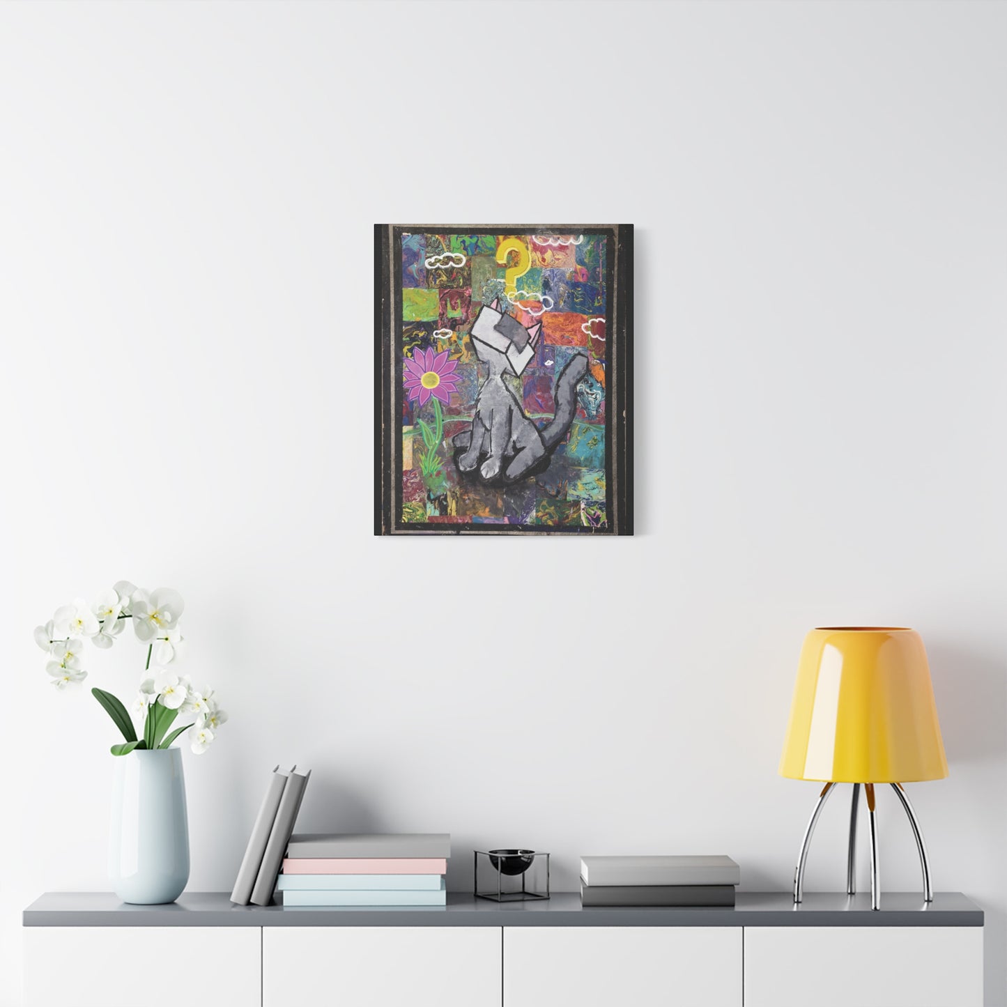 Canvas Print - Curious Cubed Cat Surreal Art Print