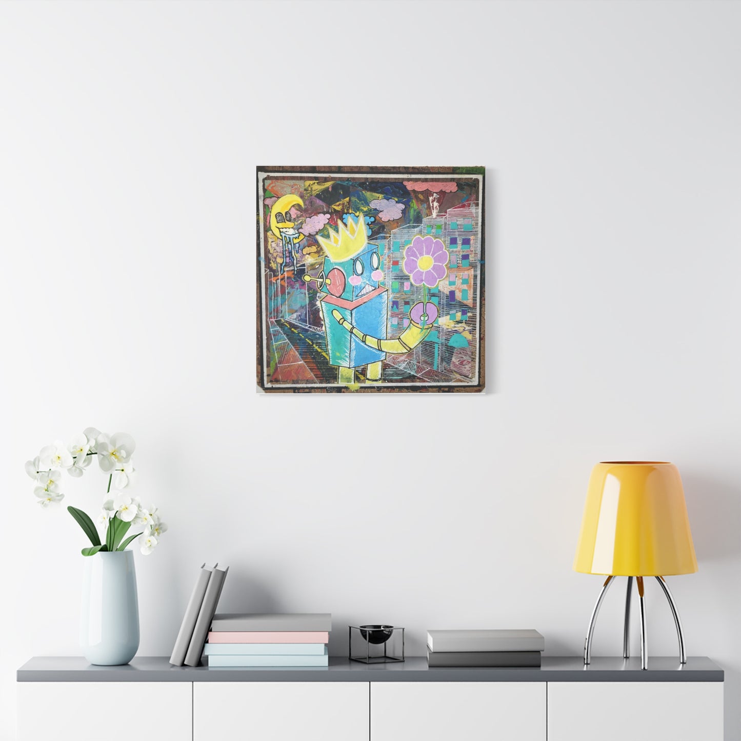 Canvas Art Print Whimsical Robot Pop Surrealism
