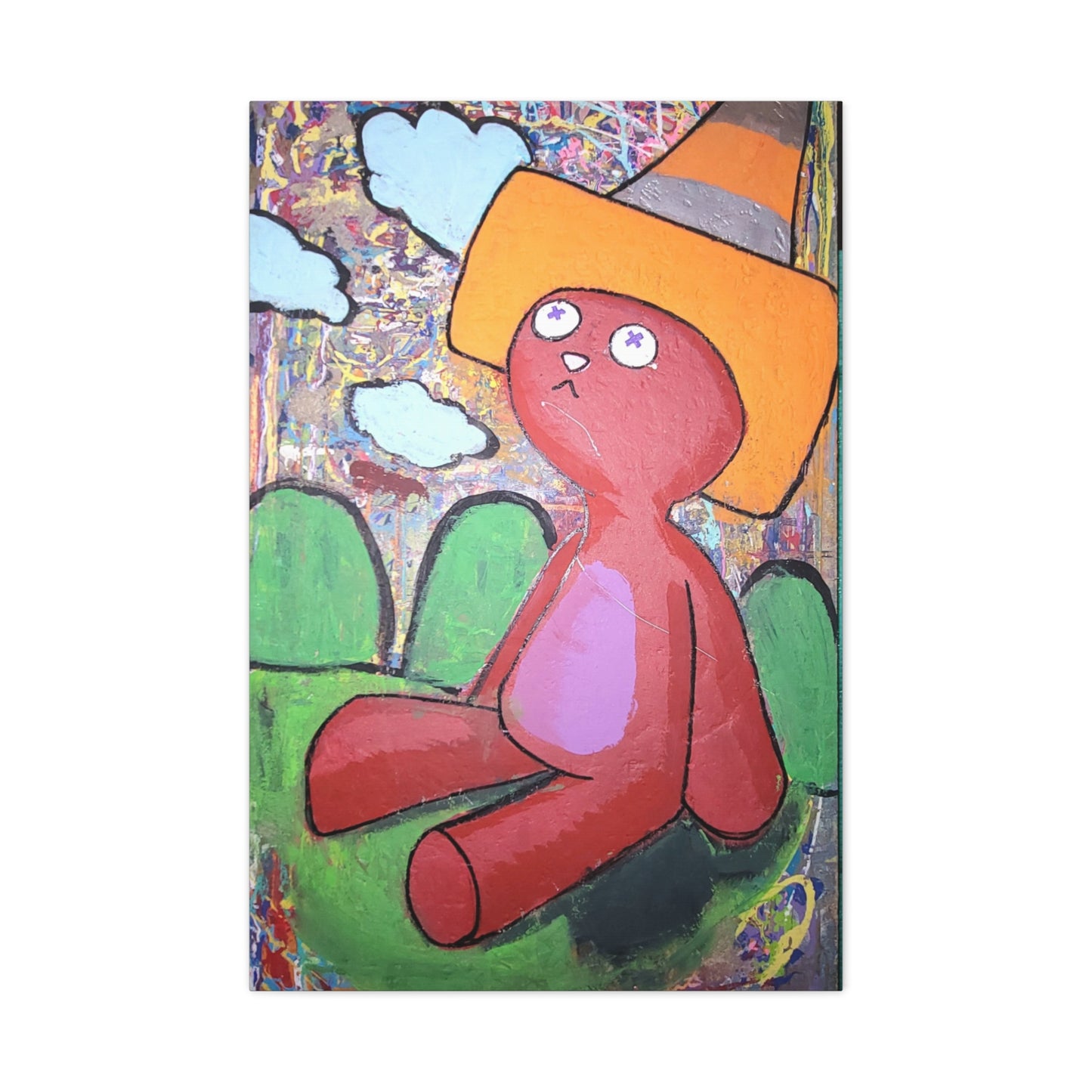 Traffic Kitty Canvas Print — Cute Cat with Traffic Cone Art