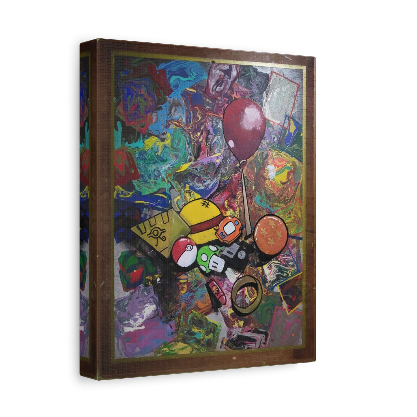 Crossover Souvenirs Matte Canvas — Nostalgic Pop Culture Collage Art