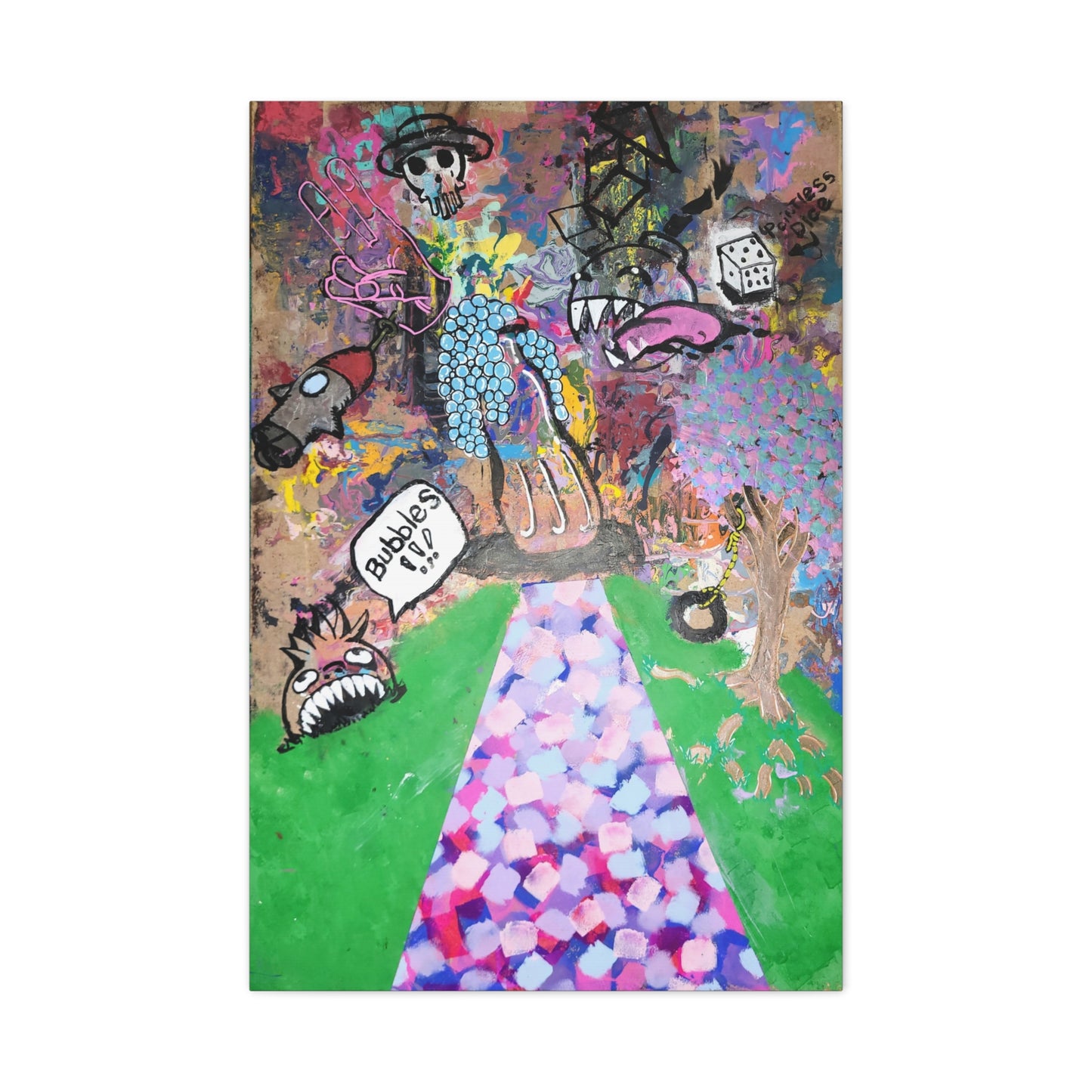 Lost Paradise 2.0 — Matte Stretched Canvas Art (Abstract Chaotic Pop Surreal)