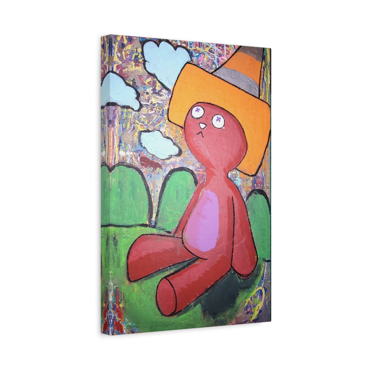 Traffic Kitty Canvas Print — Cute Cat with Traffic Cone Art