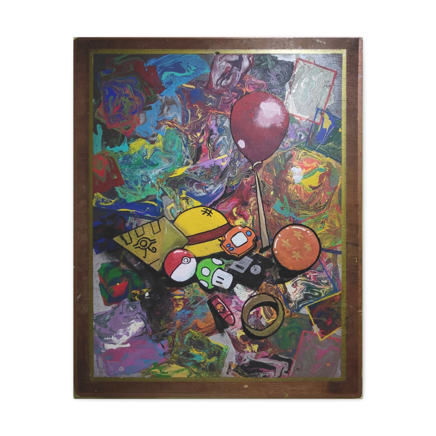 Crossover Souvenirs Matte Canvas — Nostalgic Pop Culture Collage Art
