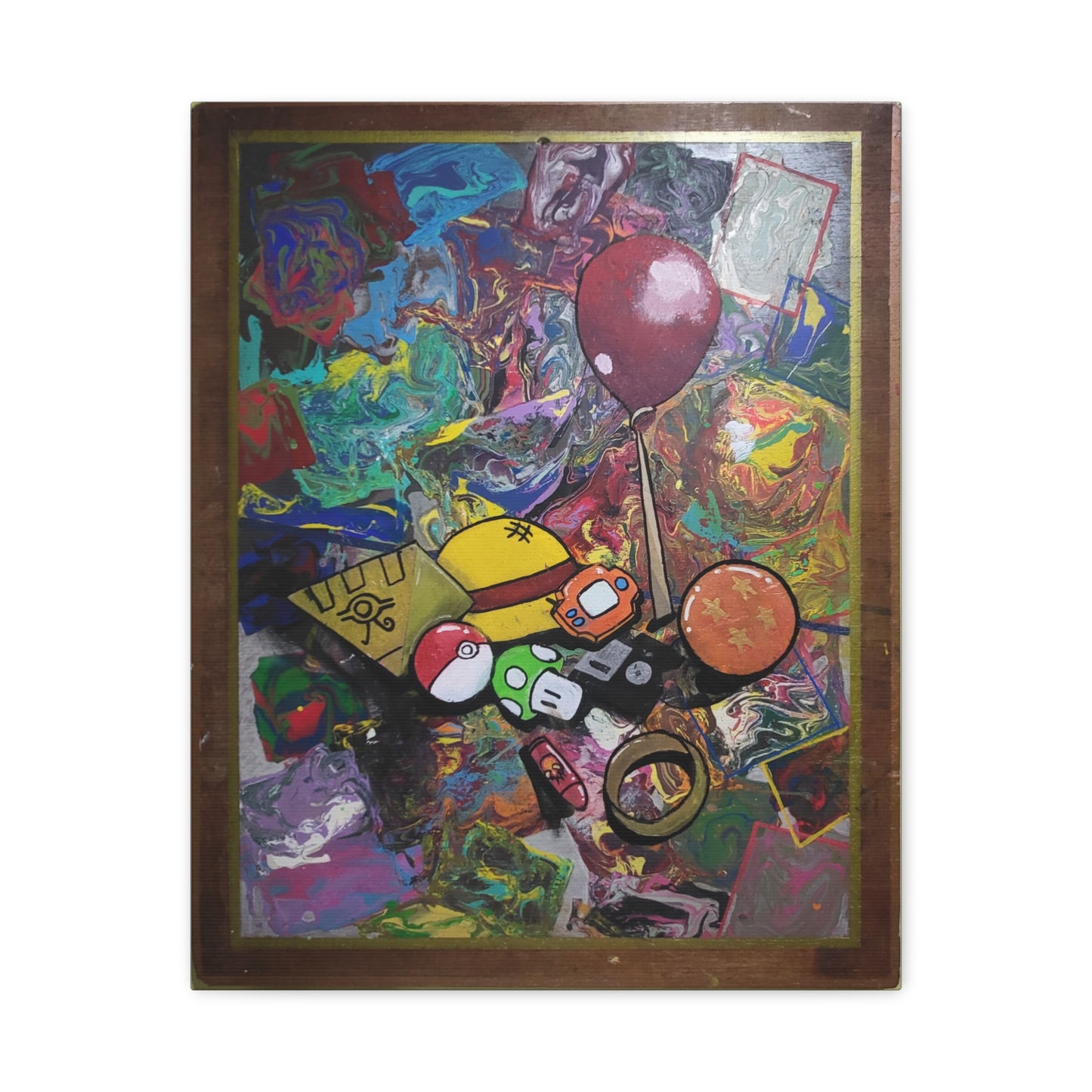 Crossover Souvenirs Matte Canvas — Nostalgic Pop Culture Collage Art