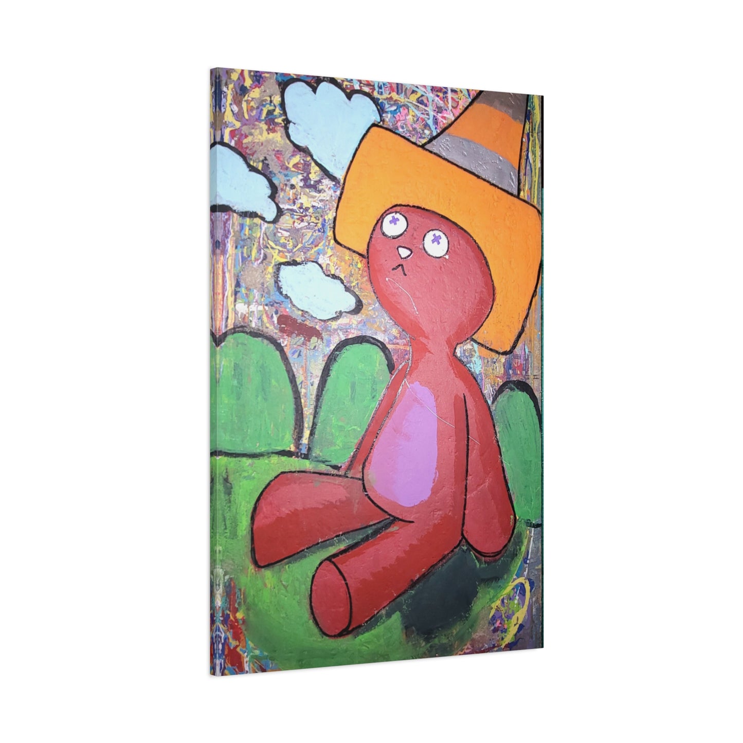 Traffic Kitty Canvas Print — Cute Cat with Traffic Cone Art