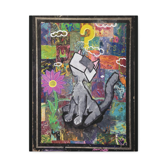 Canvas Print - Curious Cubed Cat Surreal Art Print