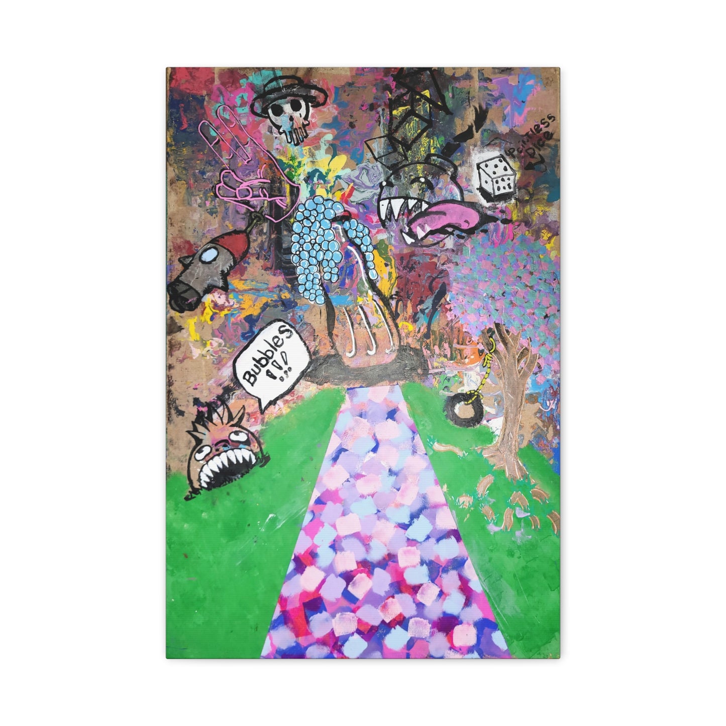 Lost Paradise 2.0 — Matte Stretched Canvas Art (Abstract Chaotic Pop Surreal)