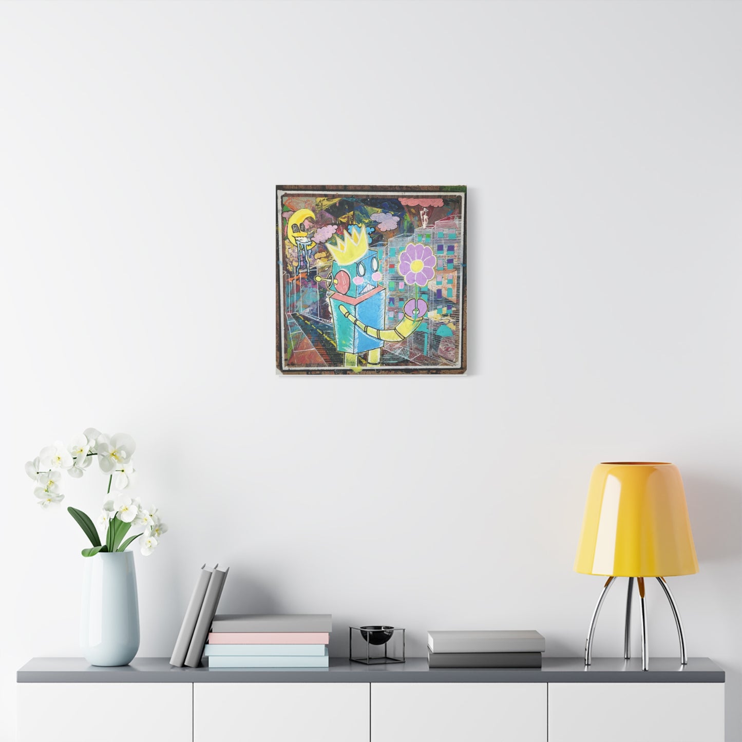 Canvas Art Print Whimsical Robot Pop Surrealism